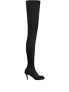 Courrèges Square-toe Mesh Over-the-knee Boots In Black