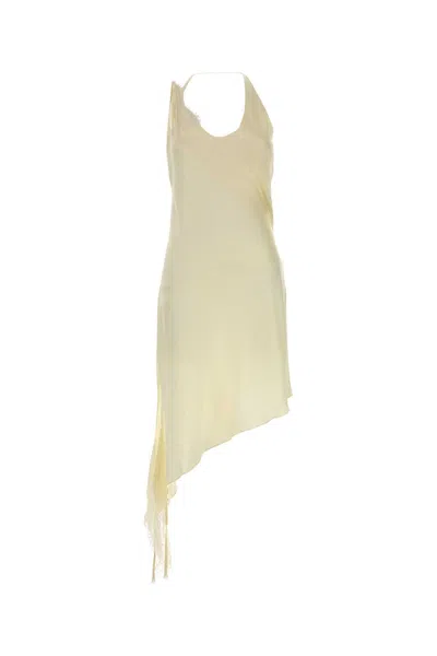 Courrèges Courreges Women Pastel Yellow Stretch Satin Rose Dress In Gold