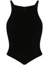 Courrèges Signature Rib Knit Viscose Top In Black