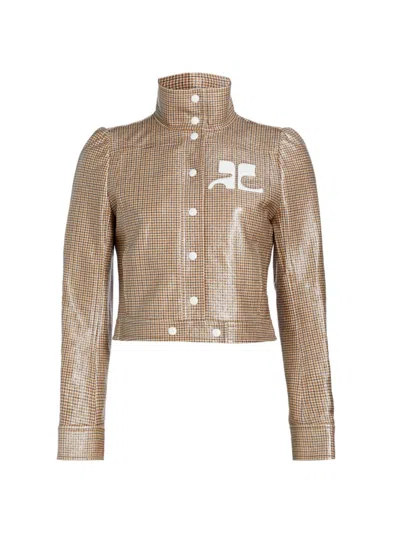 Courrèges Women's Re-edition Check Vinyl Jacket In Brown White