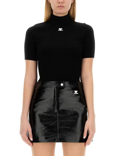 Courrèges Courreges Women "reedition" Knitted T-shirt In Black