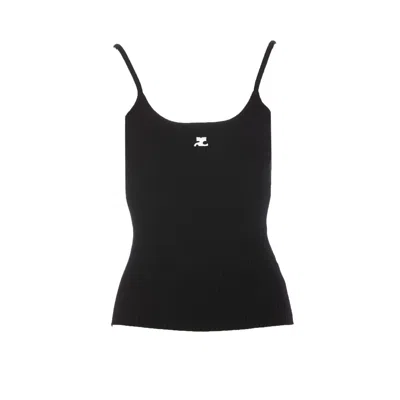 Courrèges Courreges Women Reedition Knitted Tank Top In Black