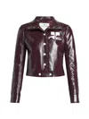 Courrèges Vinyl Blazer With Collared Neck And Long Sleeves In Brown