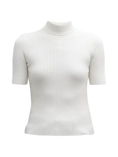 Courrèges Women's Reedition Rib-knit Blouse In White