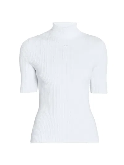 Courrèges Women's Reedition Rib-knit Blouse In White