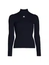 Courrèges Women's Re-edition Rib-knit Turtleneck Top In Blue