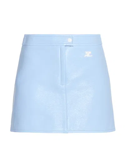 Courrèges Women's Reedition Vinyl A-line Miniskirt In Blue