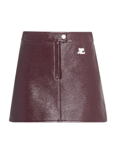 Courrèges Women's Reedition Vinyl A-line Miniskirt In Burgundy