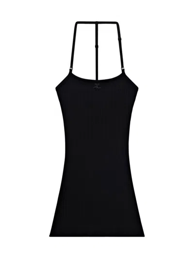 Courrèges Women's Rib-knit Strap Minidress In Black