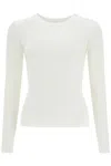 Courrèges 'ribbed Stretch Knit Pullover Sweater In White