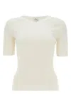 Courrèges White Ribbed Sweater In Cotton And Wool