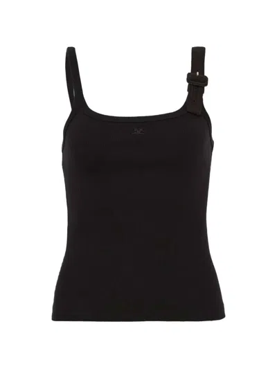 Courrèges Courreges Women Ribbed Tank Top With Buckle In Black