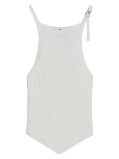 COURRÈGES WOMEN'S RIBBED TOP WITH POINTED HEM