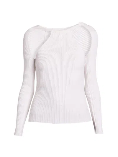 Courrèges Women's Rib-knit Cut-out Sweater In White
