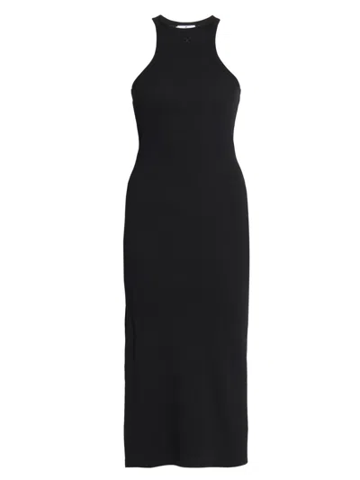 Courrèges Embroidered Cotton-jersey Midi Dress In Black