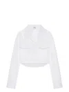 Courrèges 2-pocket Poplin Cropped Shirt In White