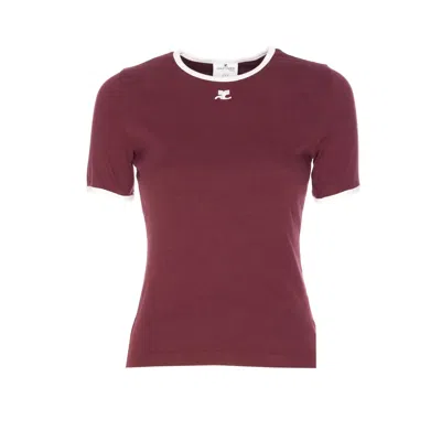 COURRÈGES COURREGES WOMEN SIGNATURE CONTRAST T-SHIRT
