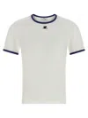Courrèges Courreges Women Cotton T-shirt With Contrasting Profiles In Blue