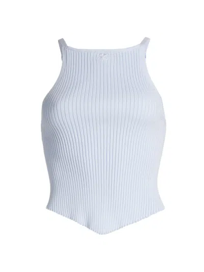 COURRÈGES WOMEN'S SIGNATURE POINTY RIB-KNIT CROP TOP