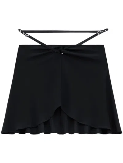 Courrèges Slash Ellipse Crepe Jerse Mini Skirt Clothing In Black
