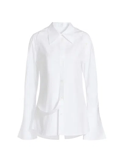 Courrèges Women's Stretch Cotton-blend Poplin Shirt In Heritage White
