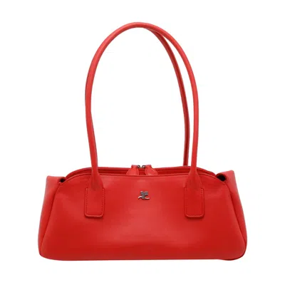 Courrèges Courreges Women Stripe Naplack Shoulder Bag In Red