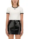 Courrèges Fitted White T-shirt With Contrasting Ribbed Trim In White