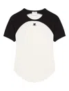 Courrèges Circle Contrast White And Black Cotton T-shirt In White