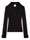 Courrèges Fitted Ribbed Long-sleeve Top With Unique Collar In Black