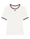 Courrèges Cotton T-shirt With Black Trim And Front Logo In White