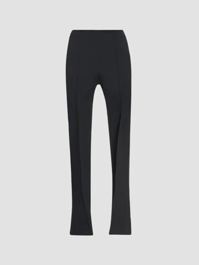 Courrèges Women's Twill Seam Mid-rise Straight-leg Pants In Black