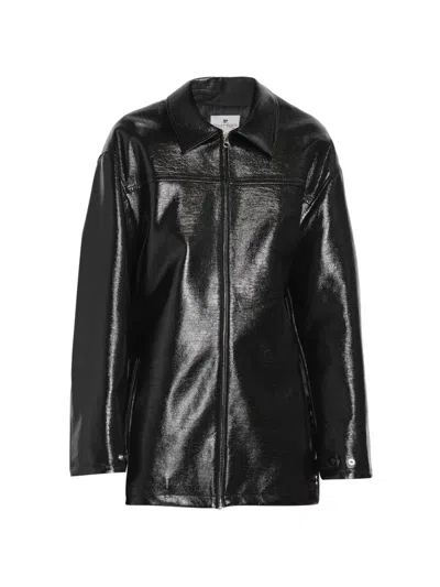 Courrèges Women's Vinyl Maxi Bomber Jacket In Black