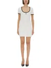 Courrèges Ribbed Cotton Mini Dress With Logo Embroidery In White