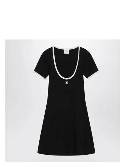 COURRÈGES WOMEN'S WHITE/BLACK MINI DRESS