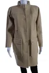 Courrèges Womens Beige Wool Pockets High Neck Long Sleeve Coat In Beige