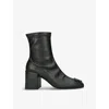 Courrèges Womens Black Reedition Square-toe Faux-leather Ankle Boots In Black