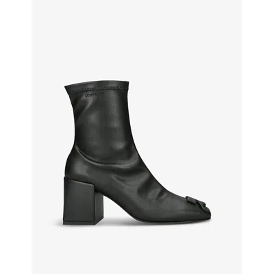COURRÈGES WOMENS BLACK REEDITION SQUARE-TOE FAUX-LEATHER ANKLE BOOTS