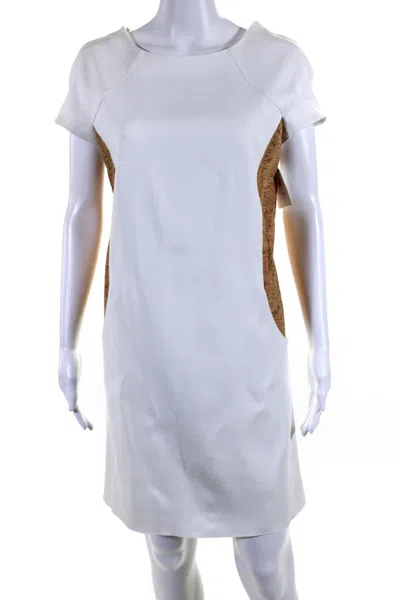 Courrèges Womens Short Sleeves Empiecement Dress White Brown