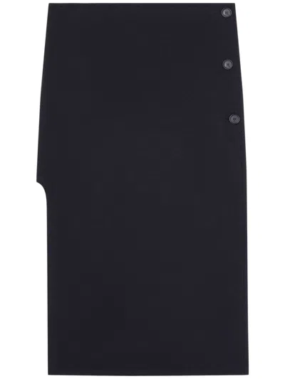 Courrèges Wool Blend Black Skirt In Blue