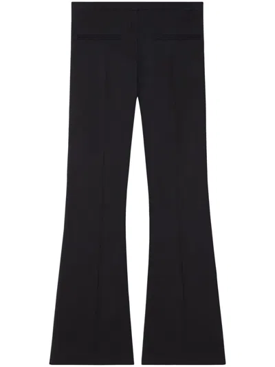 Courrèges Wool Blend Flared Mid-rise Pants In Black