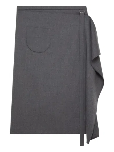 Courrèges Wool Blend Skirt In Gray