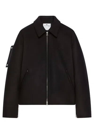 Courrèges Wool Bomber Jacket In Black
