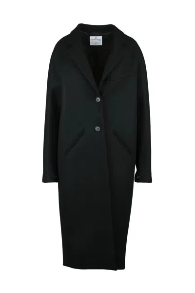 Courrèges Wool Coat Button Detail - Black