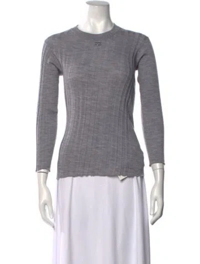 Pre-owned Courrèges Wool Crew Neck Sweater In Grey