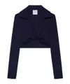 Courrèges Wool Crop Polo Shirt In Black