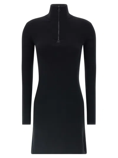 Courrèges Courreges Wool Knit Polo Dress In Black