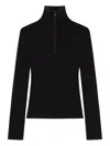 Courrèges Merino Wool Zip Mock Neck Sweater In Black