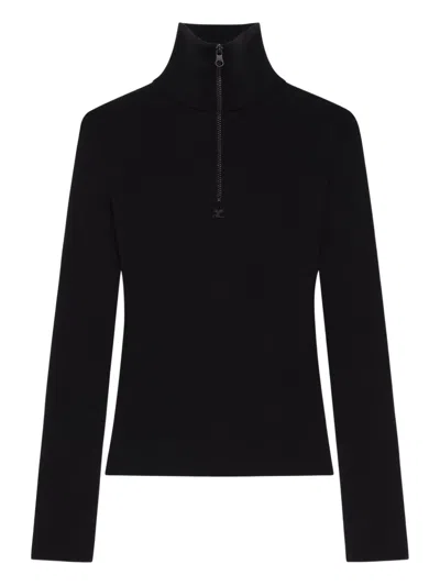 Courrèges Wool Knitted Top In Black