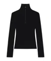 Courrèges Merino Wool Zip Mock Neck Sweater In Black