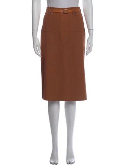 Pre-owned Courrèges Wool Midi Length Skirt In Brown